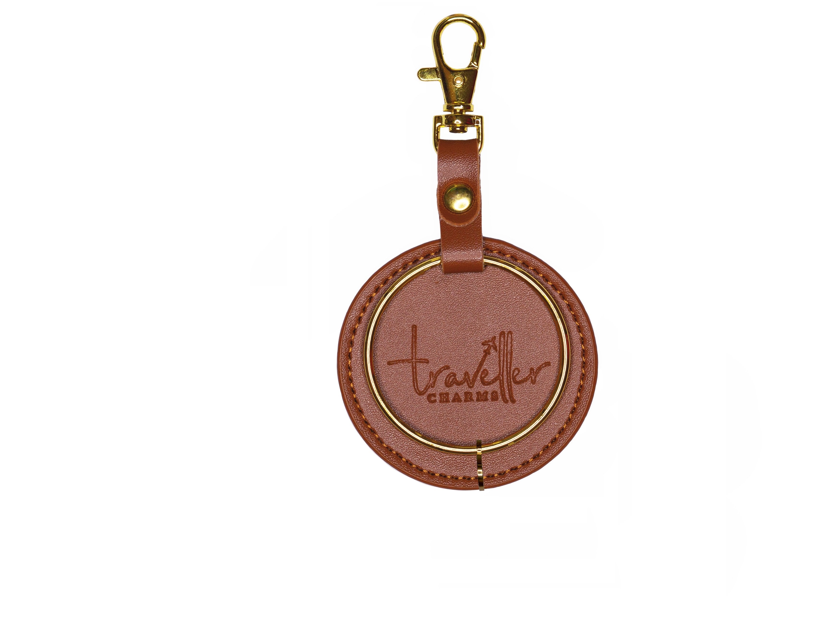 GOLD Gift Set - Key Chain & 1 Engraved Travel Charms - Traveller Charms