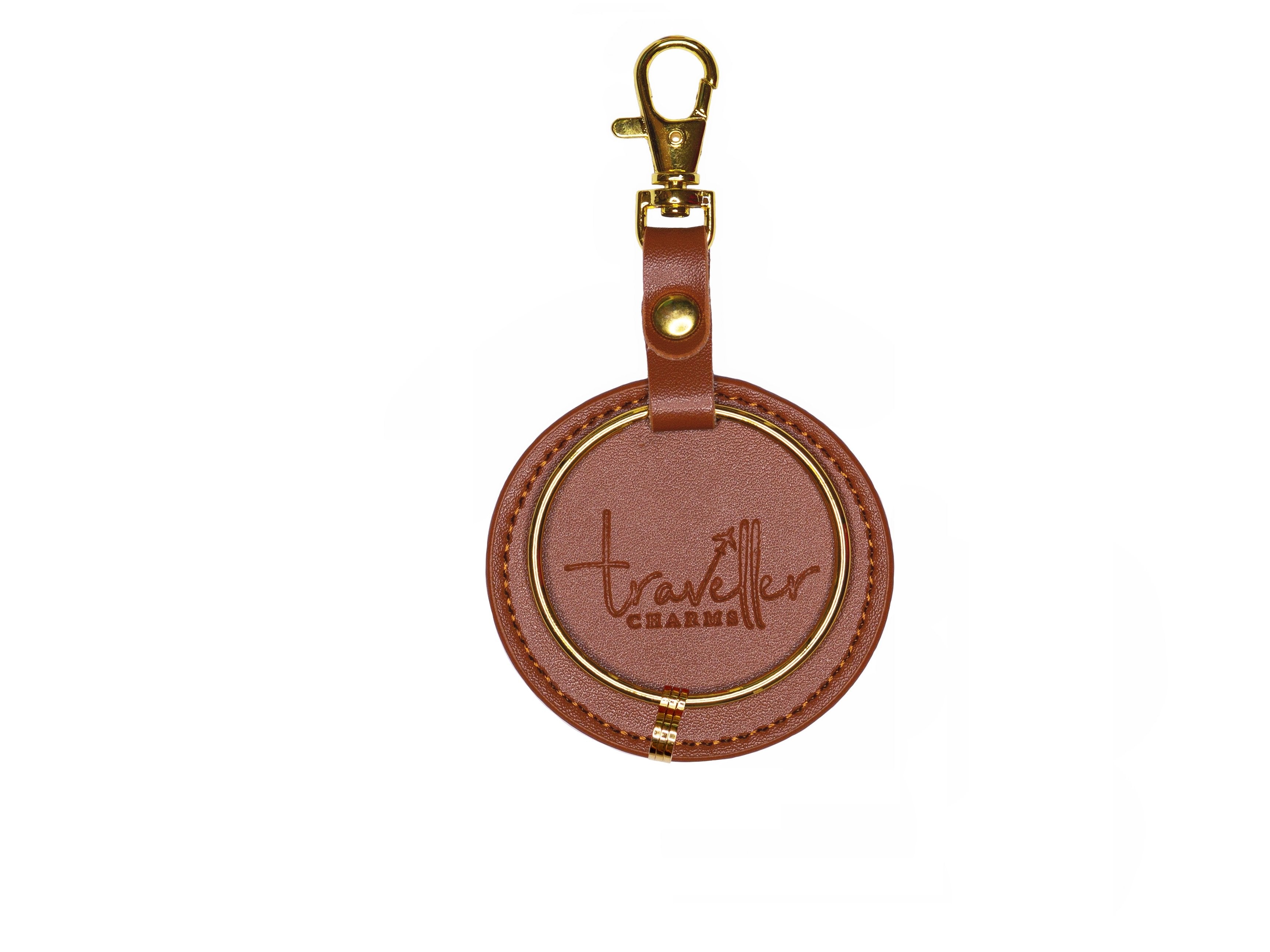 GOLD Gift Set - Key Chain & 3 Engraved Travel Charms - Traveller Charms
